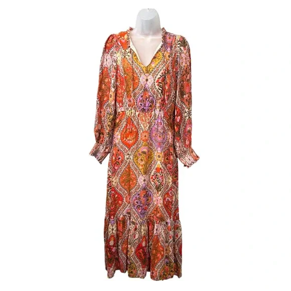 Farm Rio Anthropologie Maxi Dress Womens‎ S Floral Boho Cottagecore Ruffle Flowy - Picture 4 of 12